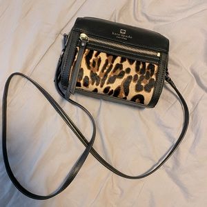 Kate Spade Black & Leopard Looloo Perri Lane Calf Hair Crossbody